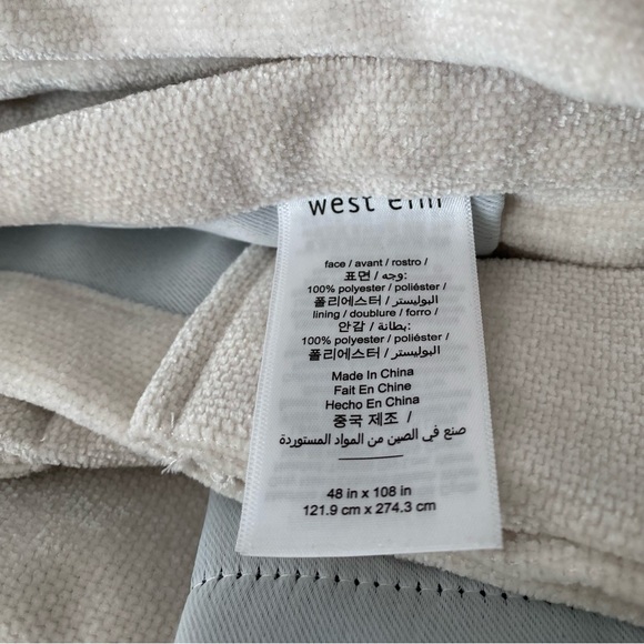 2 of 2 West Elm worn velvet blackout curtain panel ivory 108” long - Picture 4 of 4